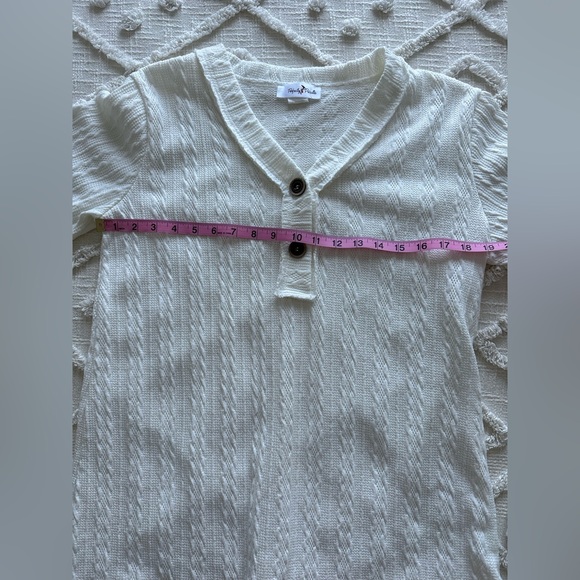 Ivory fisherman's sweater top with suede elbow Size M - Picture 8 of 8